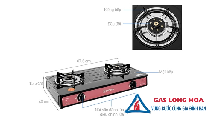 Bếp Gas Đôi SAKURA Mặt Tráng Men 7