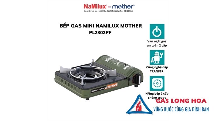 Bếp gas mini NaMilux mother PL2302PF ( xanh rêu  ) 7