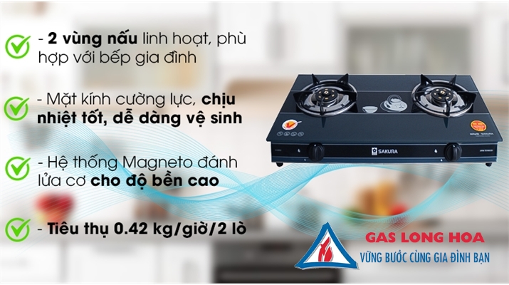 Bếp gas đôi Sakura SA-692SG 45