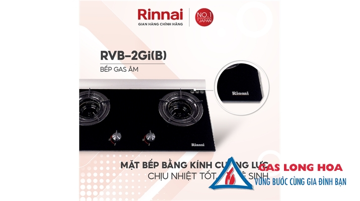 Bếp gas âm Rinnai 2 đầu đốt trong RVB-2GI(B) 7