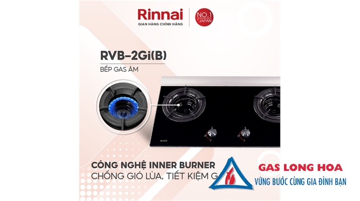 Bếp gas âm Rinnai 2 đầu đốt trong RVB-2GI(B) 9