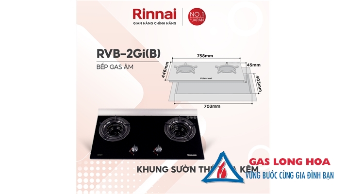 Bếp gas âm Rinnai 2 đầu đốt trong RVB-2GI(B) 11