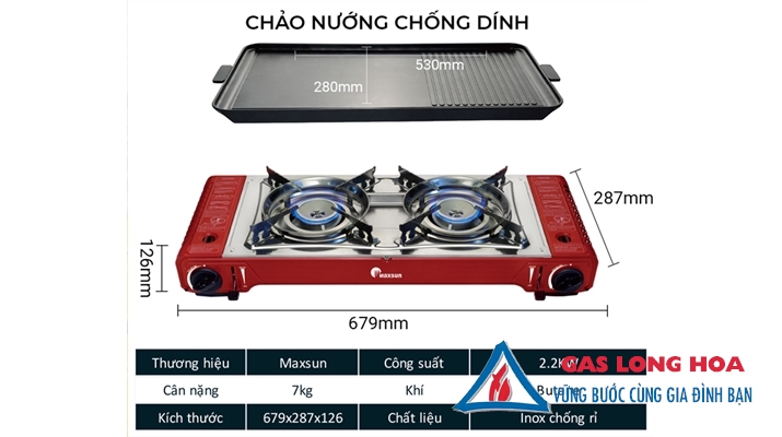 Bếp gas mini hai đầu đốt Maxsun MSD-5800S 3